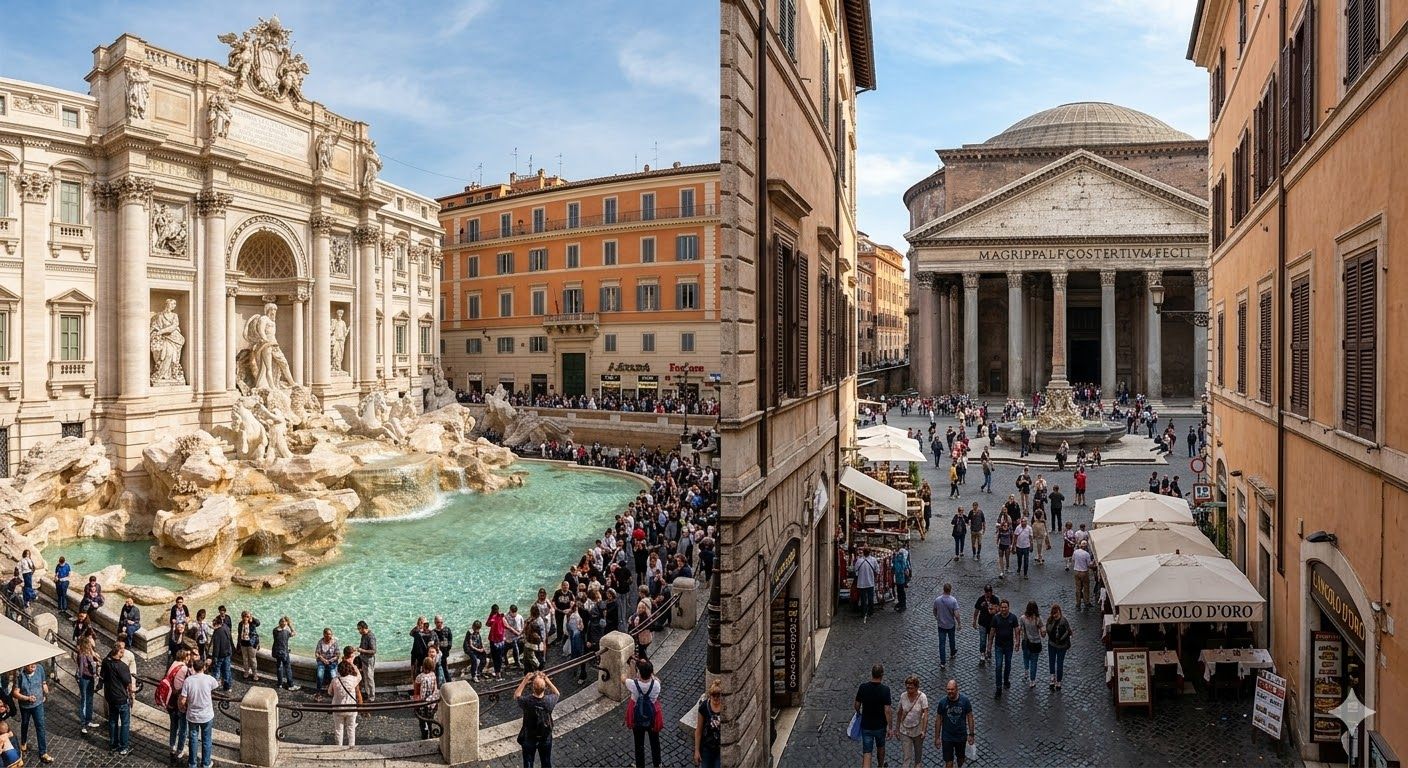 Fontanna Di Trevi i Panteon