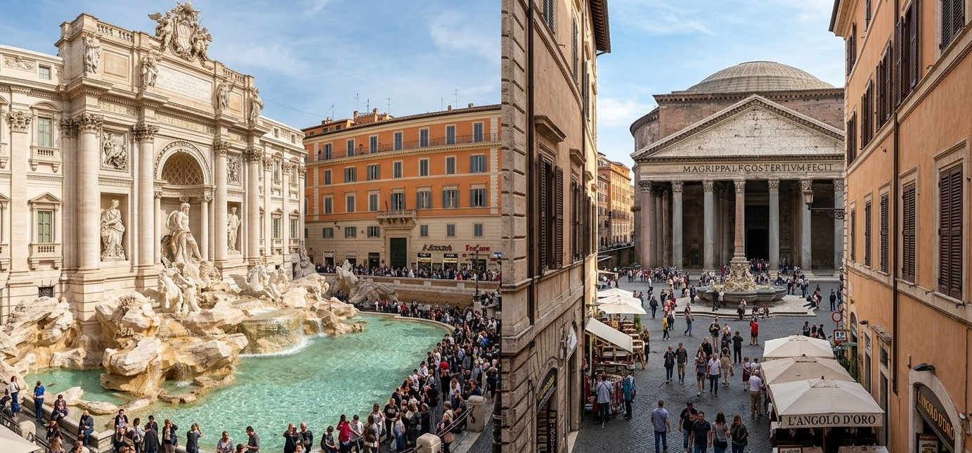 Fontanna Di Trevi i Panteon